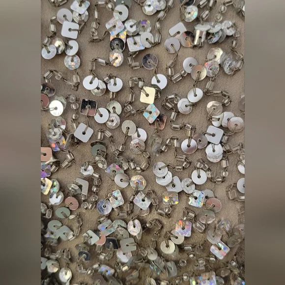 Scala Sequin 100% Real Silk Beaded Mini Dress Sz L Strapless - Picture 13 of 15